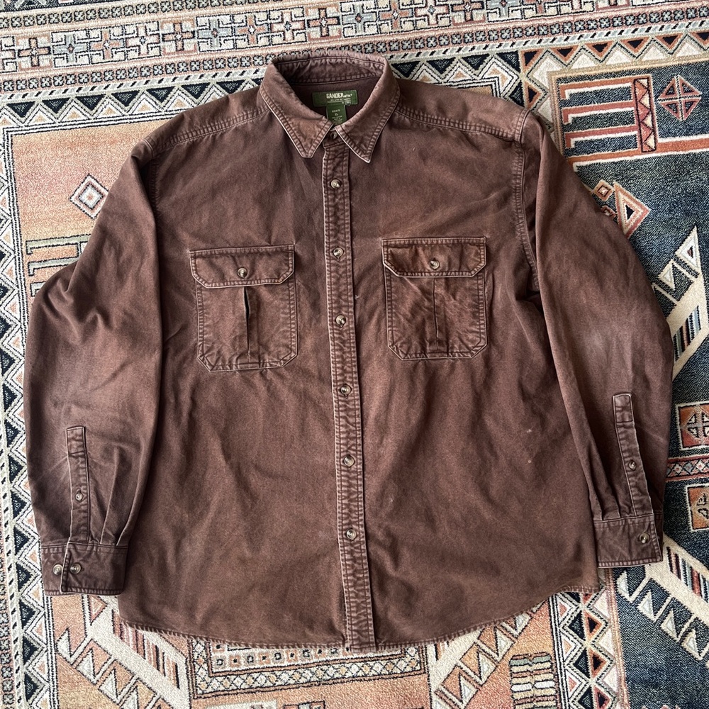 Vintage brown thick cotton button up shirt